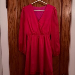 Elegant Long Sleeve Pink Dress